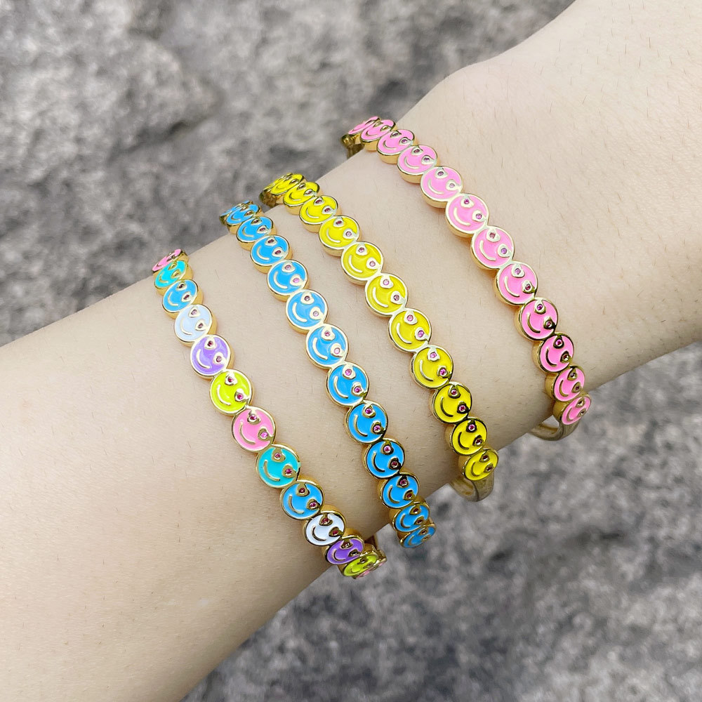 Clearance color oil drop smiley face bracelet personality niche design Internet celebrity student girlfriend bracelet brg26