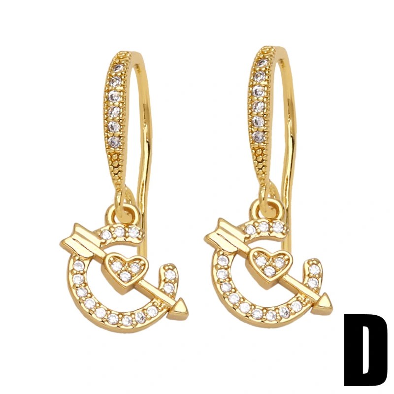 Retro small love earrings earrings high-end light luxury heart-shaped flower ear hooks European and American earrings erz38