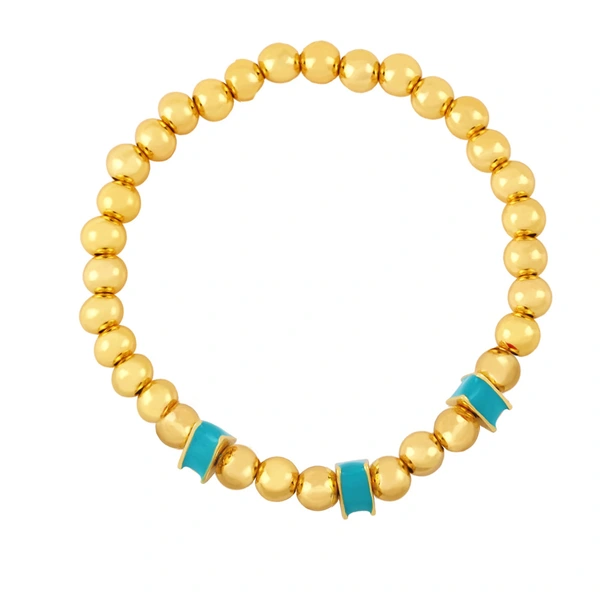 Clearance European and American jewelry color dripping copper plated 18K gold round beads couple beaded bracelet bracelet bre90