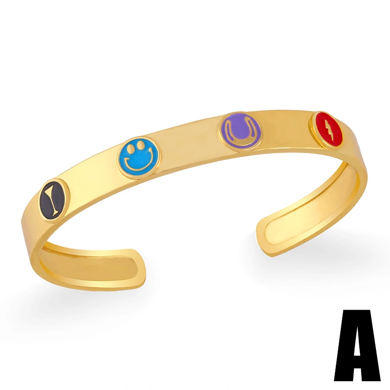 Jewelry European and American heavy industry bracelet color oil drop lightning wine glass smiley face expression bracelet brd92