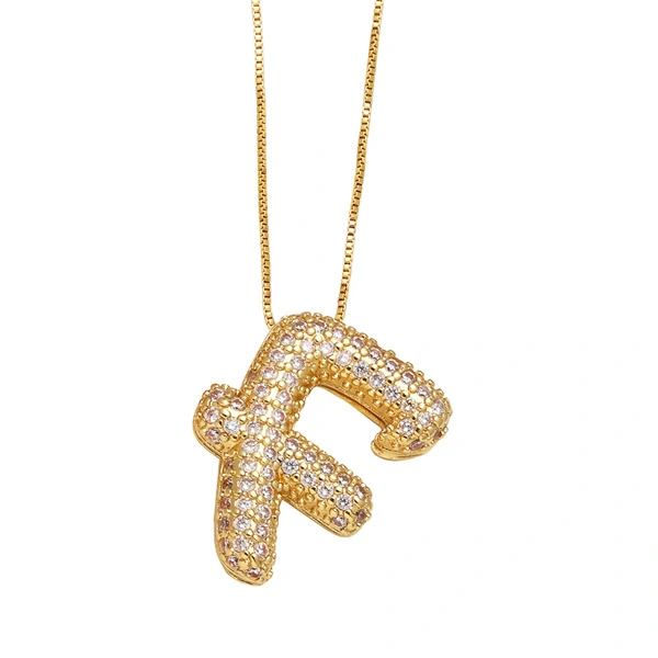 AS jewelry new hot selling writing full zirconium 26 English letters pendant necklace clavicle chain nkz14