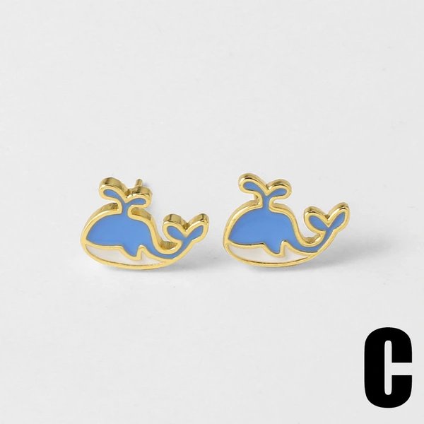 AS jewelry hot selling ocean wind drop oil shell octopus earrings copper plated 18k gold whale earrings erv42