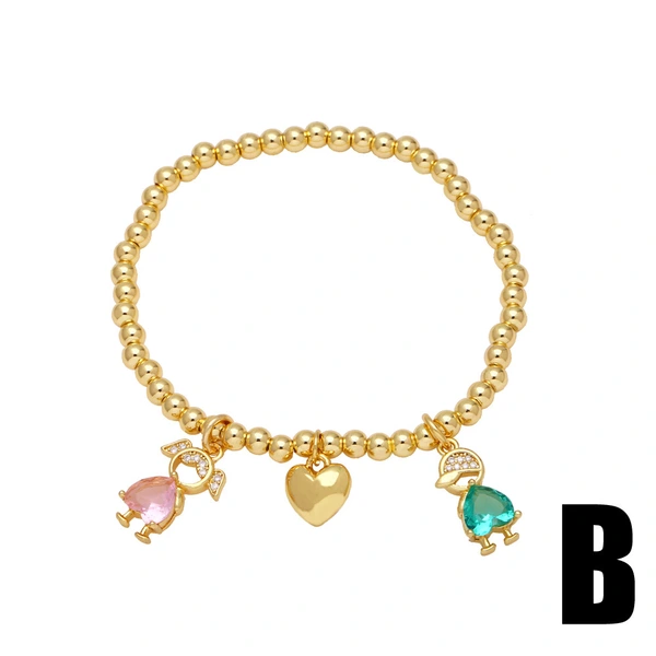 AS jewelry boys and girls pendant bracelet gold-plated inlaid heart-shaped zircon hand jewelry bra11