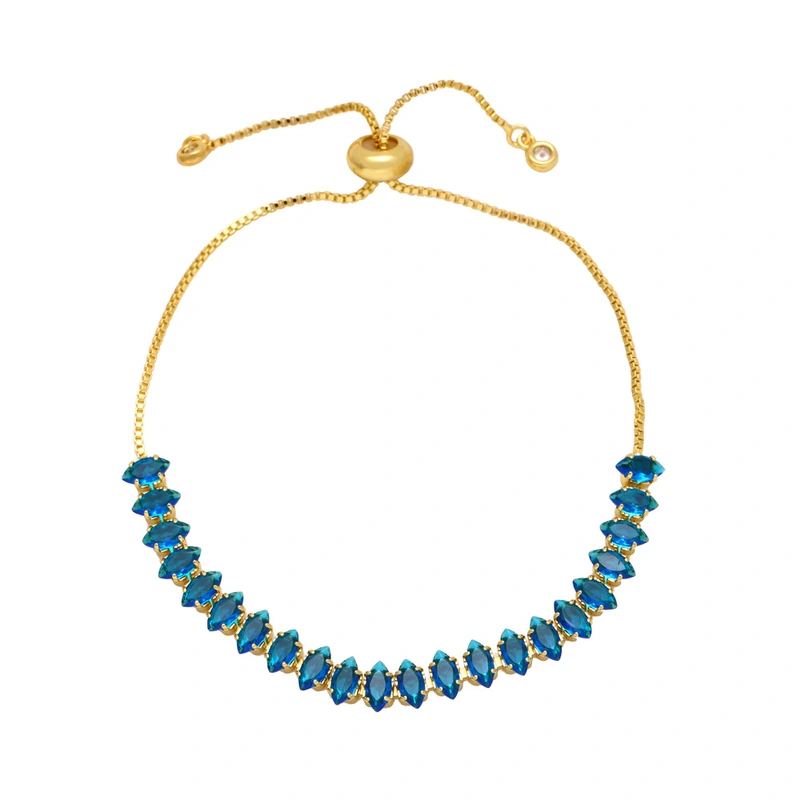 European and American style high-end prismatic colored zircon bracelet simple and fashionable personality niche versatile hand jewelry female bra06