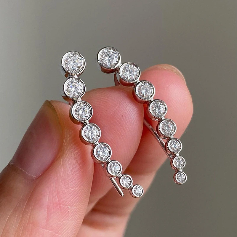  Niche, simple, regular, high-end earrings, retro, shining, temperament, round diamond ear hooks, popular earrings