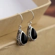 New earrings, teardrop-shaped, retro, old-fashioned earrings, ethnic style, ancient silver Tibetan earrings