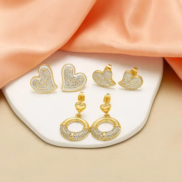AS jewelry love heart earrings female high-grade copper plated real gold earrings earrings ert03