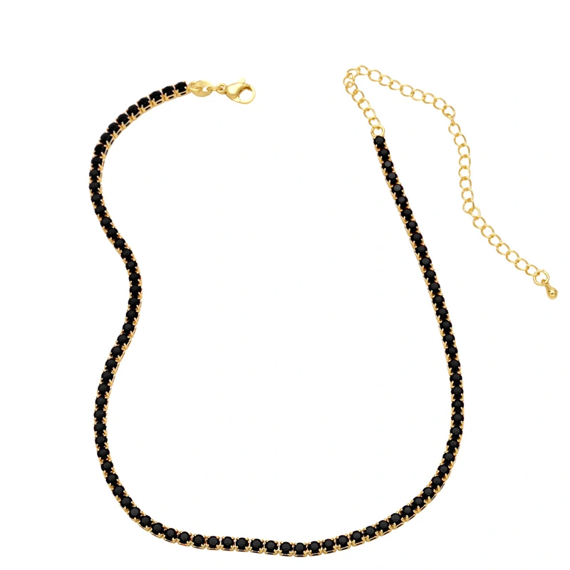 European and American hip-hop colored zircon a row of necklaces style versatile accessories colored diamond tennis chain clavicle chain nkb461