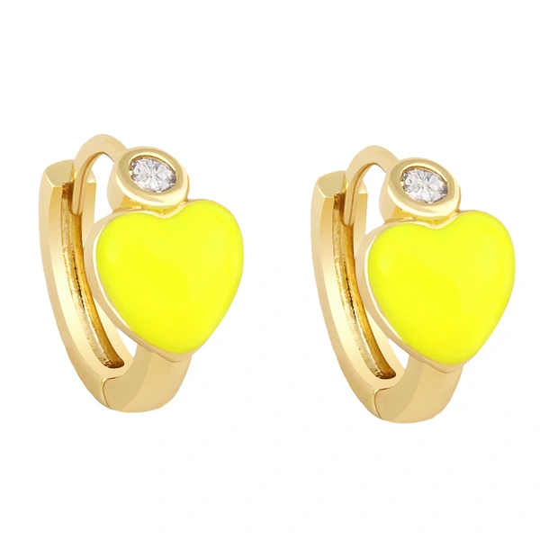 Clearance European and American love oil drop diamond earrings heart-shaped oil drop multi-color peach heart earrings female ery78