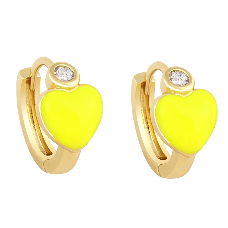 Clearance European and American love oil drop diamond earrings heart-shaped oil drop multi-color peach heart earrings female ery78