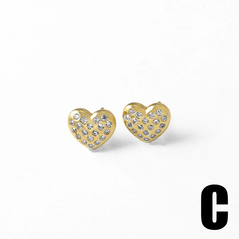 AS jewelry hot selling simple style love heart-shaped earrings female copper plated 18k gold earrings era255