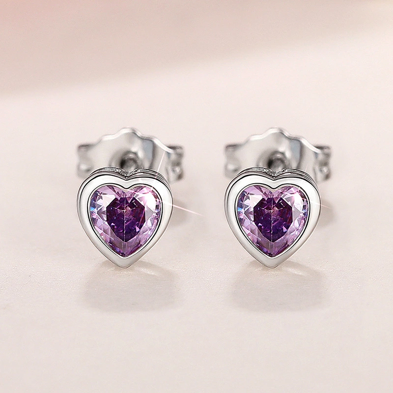 Cao factory wholesale attendance colorful love earrings exquisite small sweet peach heart design fashionable daily style