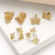 AS jewelry shopee butterfly earrings female copper plated real gold inlaid zircon earrings earrings ery03
