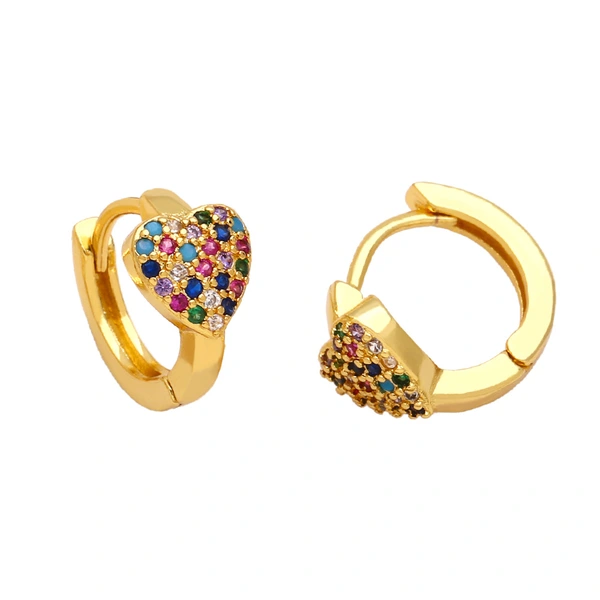 Simple and fashionable colorful zircon heart earrings European and American style exquisite small earrings light luxury temperament earrings female era242