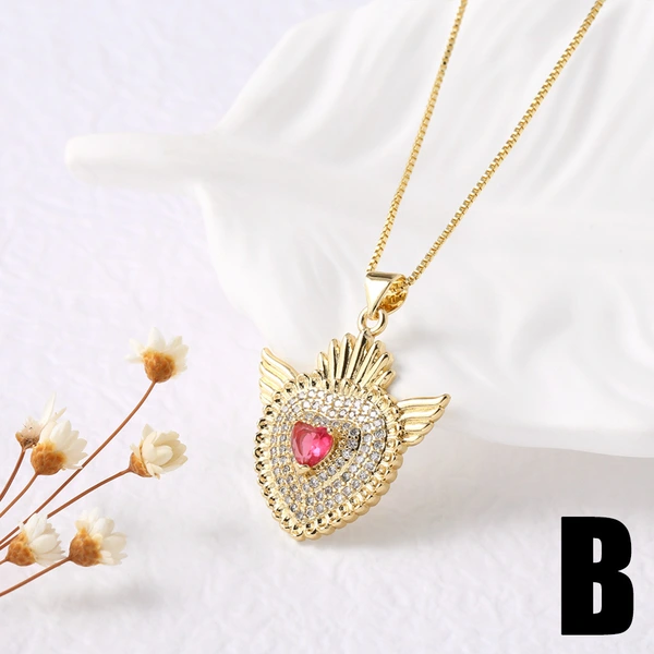 Jewelry European and American hot-selling full zircon gold-plated love heart necklace clavicle chain nkb695 necklace