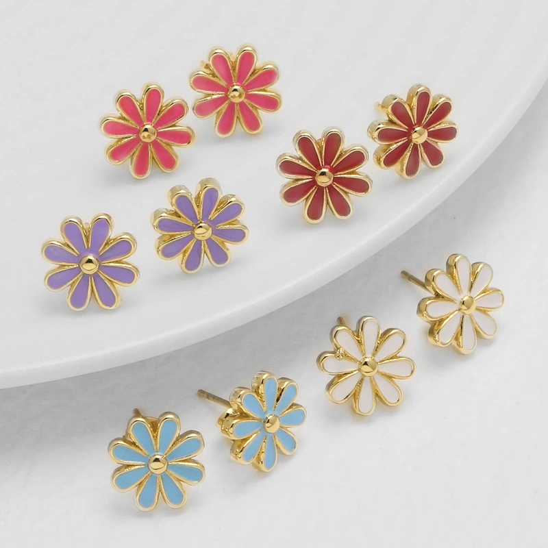 AS jewelry European and American style small daisy flower earrings niche design oil drop flower earrings female erw45