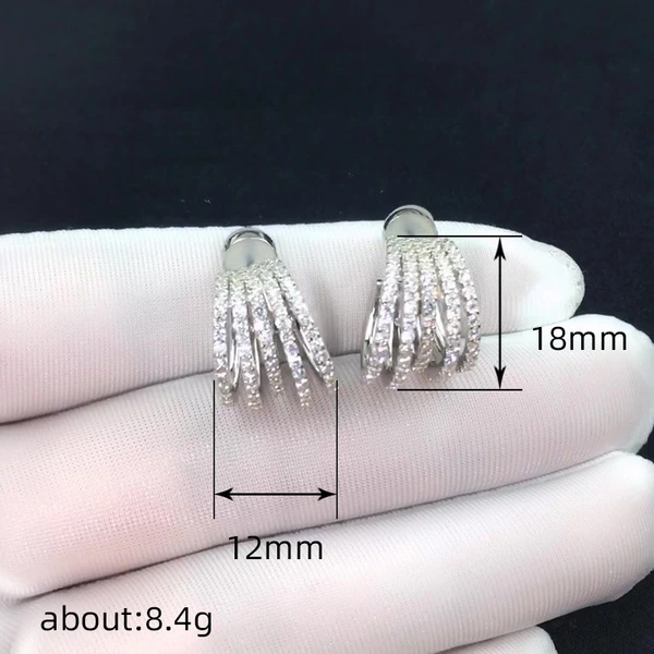 Multi-layer line earrings, multi-ring diamond-studded personality earrings, banquet high-end texture dress earrings