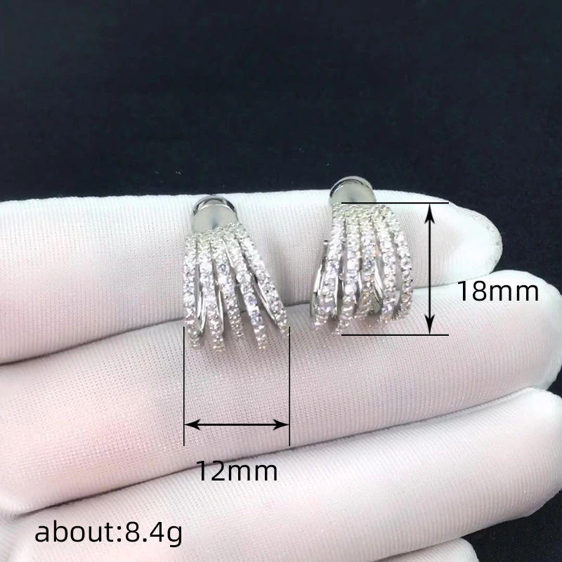 Multi-layer line earrings, multi-ring diamond-studded personality earrings, banquet high-end texture dress earrings