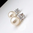 Ruili celebrity-style earrings, elegant women's simulated pearl single diamond earrings, fashionable evening earrings