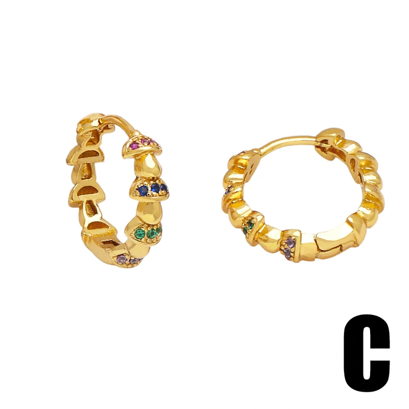European and American fashion simple inlaid colored zircon earrings female niche design high-end mushroom earrings erq21