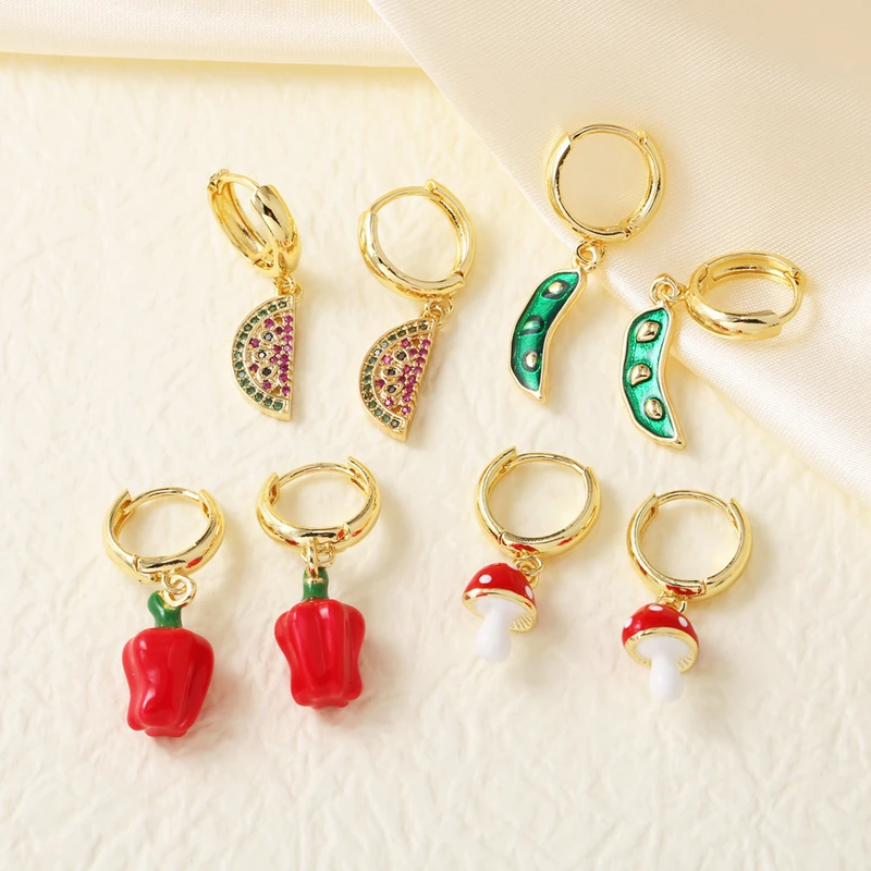 AS jewelry hot selling copper plated 18k gold fruit and vegetable watermelon earrings earrings female erw44