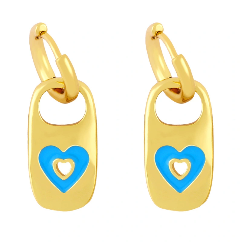 Clearance 2024 Metal Style Earrings Women Creative Personality Oil Drop Geometric Heart Shape Earrings Wholesale erx43