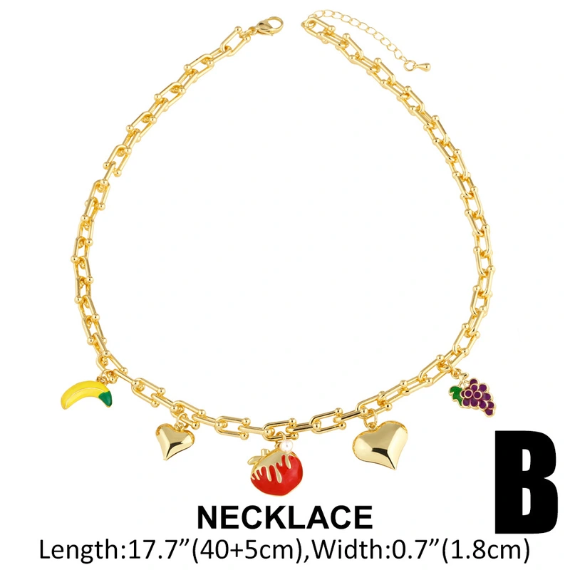 Clearance AS jewelry hot sale love fruit strawberry oil drop women's gold-plated clavicle necklace nka093