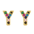 New European and American fashion 26 letters earrings original personality inlaid with colored zircon letter earrings erw62