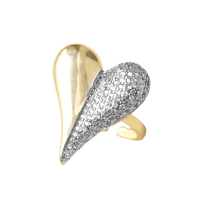 AS jewelry Europe and the United States hot selling love two-color ring female gold-plated peach heart full zircon open ring rih77