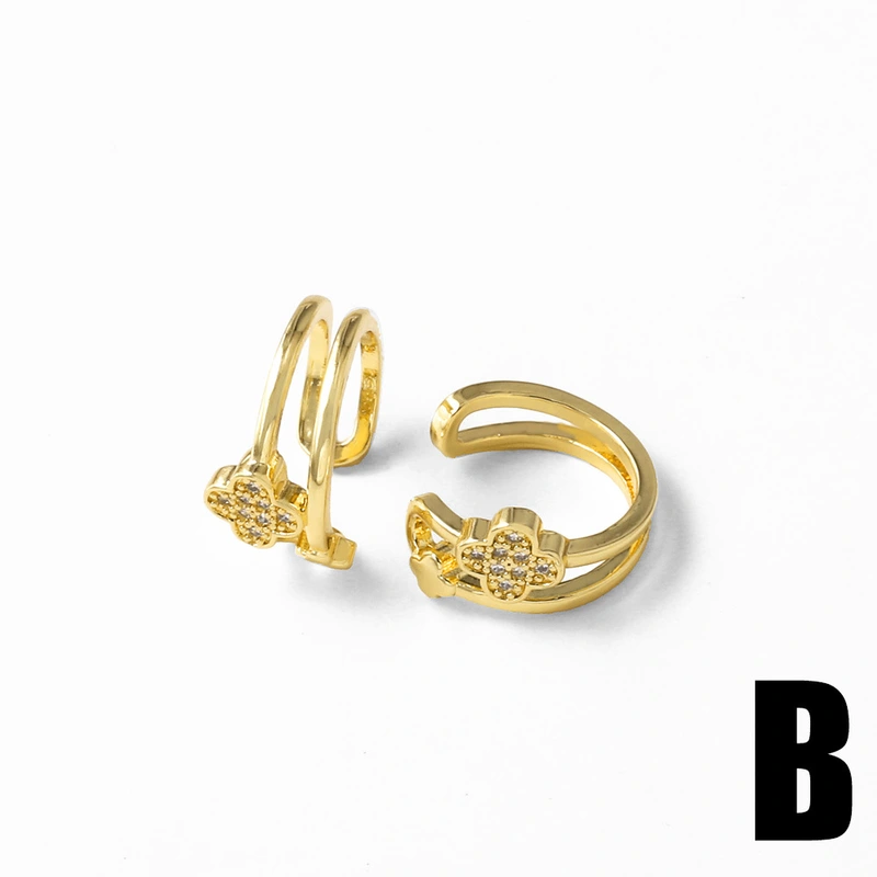 AS jewelry new multi-layer C-shaped earrings female copper plated 18k gold polished ear clip earrings era281