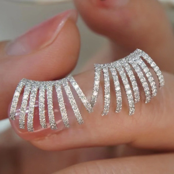 Korean Dongdaemun zircon earrings niche full diamond multi-layer metal earrings temperament personality claw-shaped earrings