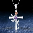 European and American new necklace romantic flower rose winding personality zircon pendant color plating