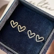  Korean hollow heart earrings hot sale micro inlaid sweet heart-shaped earrings Korean style simple peach heart female earrings