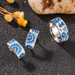 Metal painting oil ancient style earrings for women small fresh gradient flower ring blue and white porcelain elegant exquisite earrings