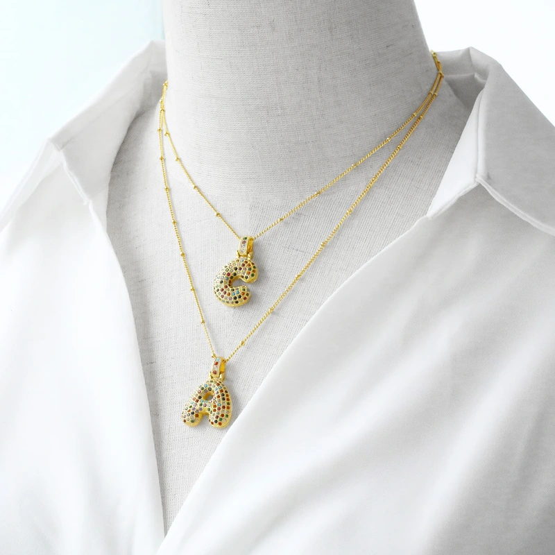 AS jewelry new color 26 English letters pendant necklace female inlaid zircon clavicle chain nkb031