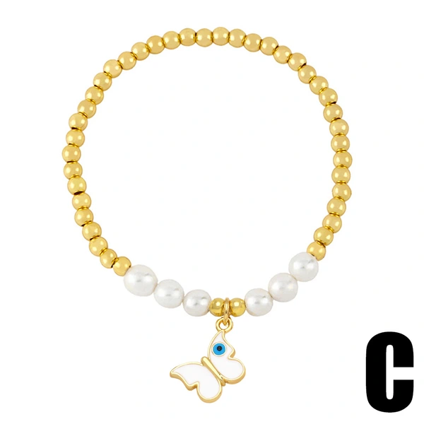 2023 summer new gold round beaded colorful love five-pointed star bracelet female European and American hand jewelry brh49