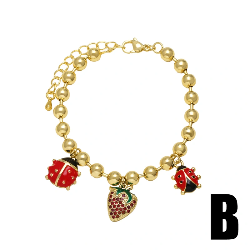 AS jewelry new gold-plated insect strawberry oil drop pendant bracelet bracelet brg27 bracelet