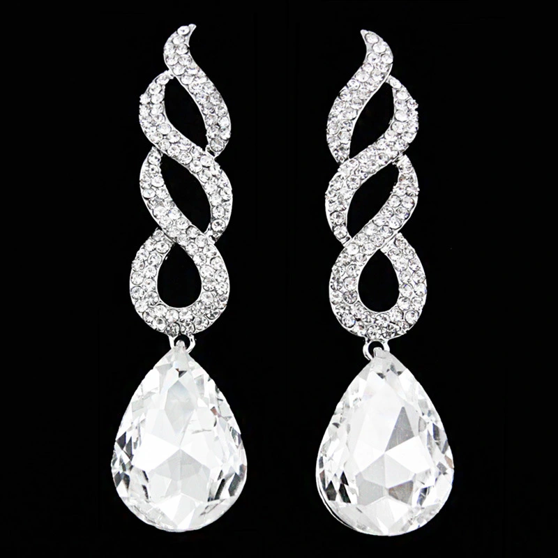 AS jewelry European and American wedding earrings women's inlaid crystal color water drop earrings wholesale erg84