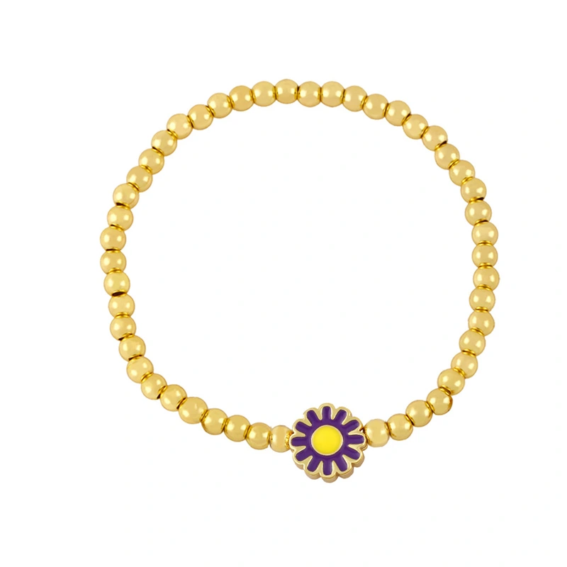 Clearance European and American style gold beaded simple colorful daisy bracelet handmade bre85