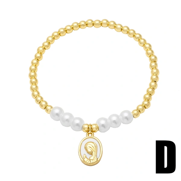 AS jewelry European and American shell pearl Madonna bracelet female copper plated 18k gold hand jewelry bracelet brb97