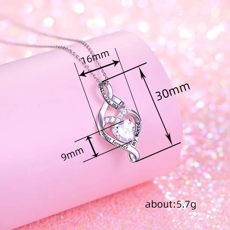  European and American fashion heart-shaped necklace forever good friend gift jewelry love wrapped zircon necklace