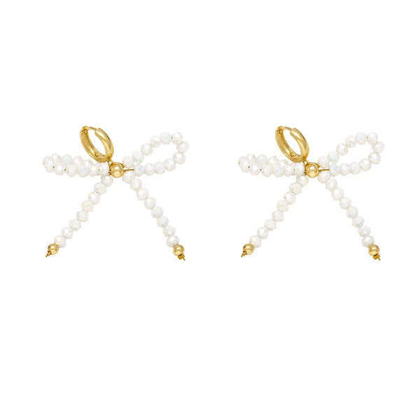 Best selling rice bead crystal earrings for women with bow gold-plated earrings wholesale era138