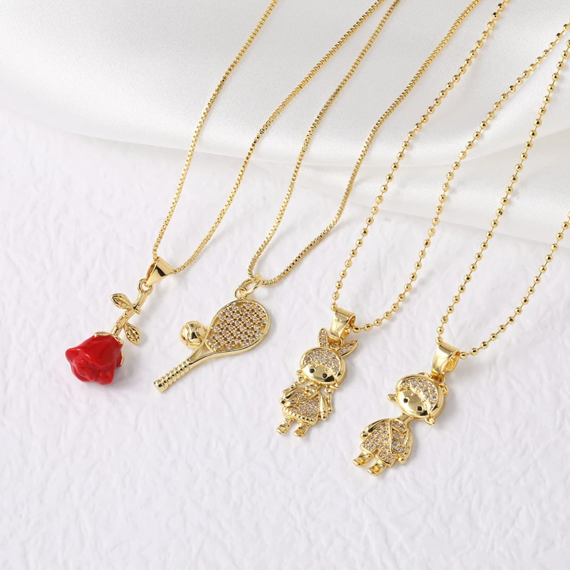 Jewelry Europe and America hot selling boy and girl rose pendant necklace clavicle chain nkn22 necklace