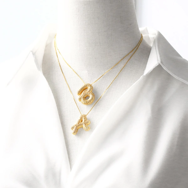 AS jewelry new hot selling writing full zirconium 26 English letters pendant necklace clavicle chain nkz14