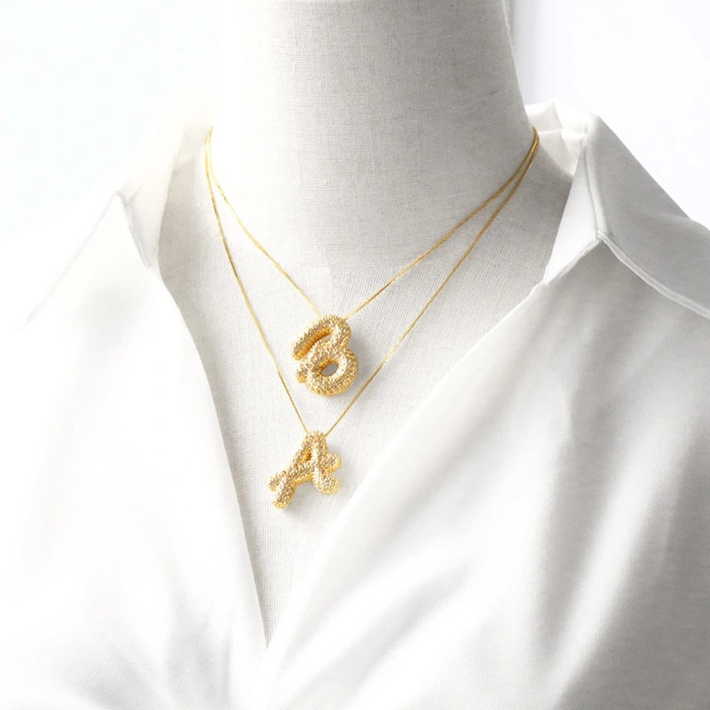 AS jewelry new hot selling writing full zirconium 26 English letters pendant necklace clavicle chain nkz14