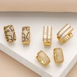 Jewelry square earrings female copper plated real gold inlaid zircon earrings era319