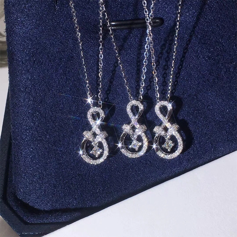 Japanese and Korean style new simple and versatile niche celebrity 8-shaped necklace infinite shape staggered clavicle necklace female