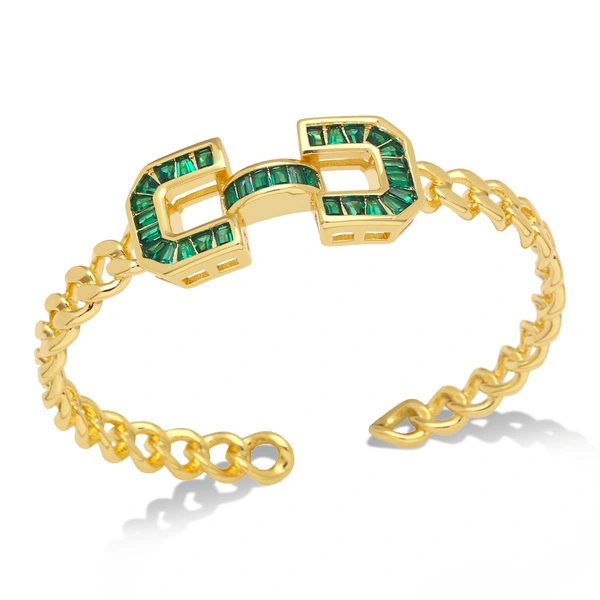 European and American jewelry geometric colored zircon bracelet light luxury temperament high-end bracelet niche hand jewelry brh60