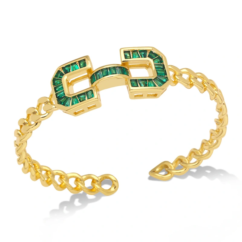 European and American jewelry geometric colored zircon bracelet light luxury temperament high-end bracelet niche hand jewelry brh60