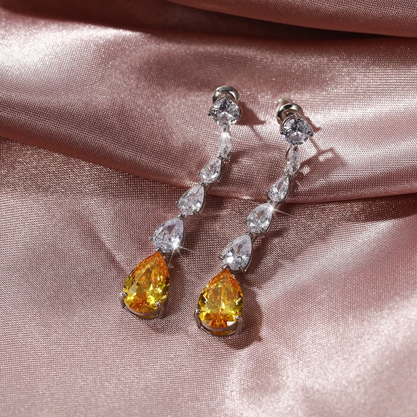 Korean style new pear-shaped earrings, teardrop-shaped zircon long tassel fashionable women's earrings manufacturers wholesale